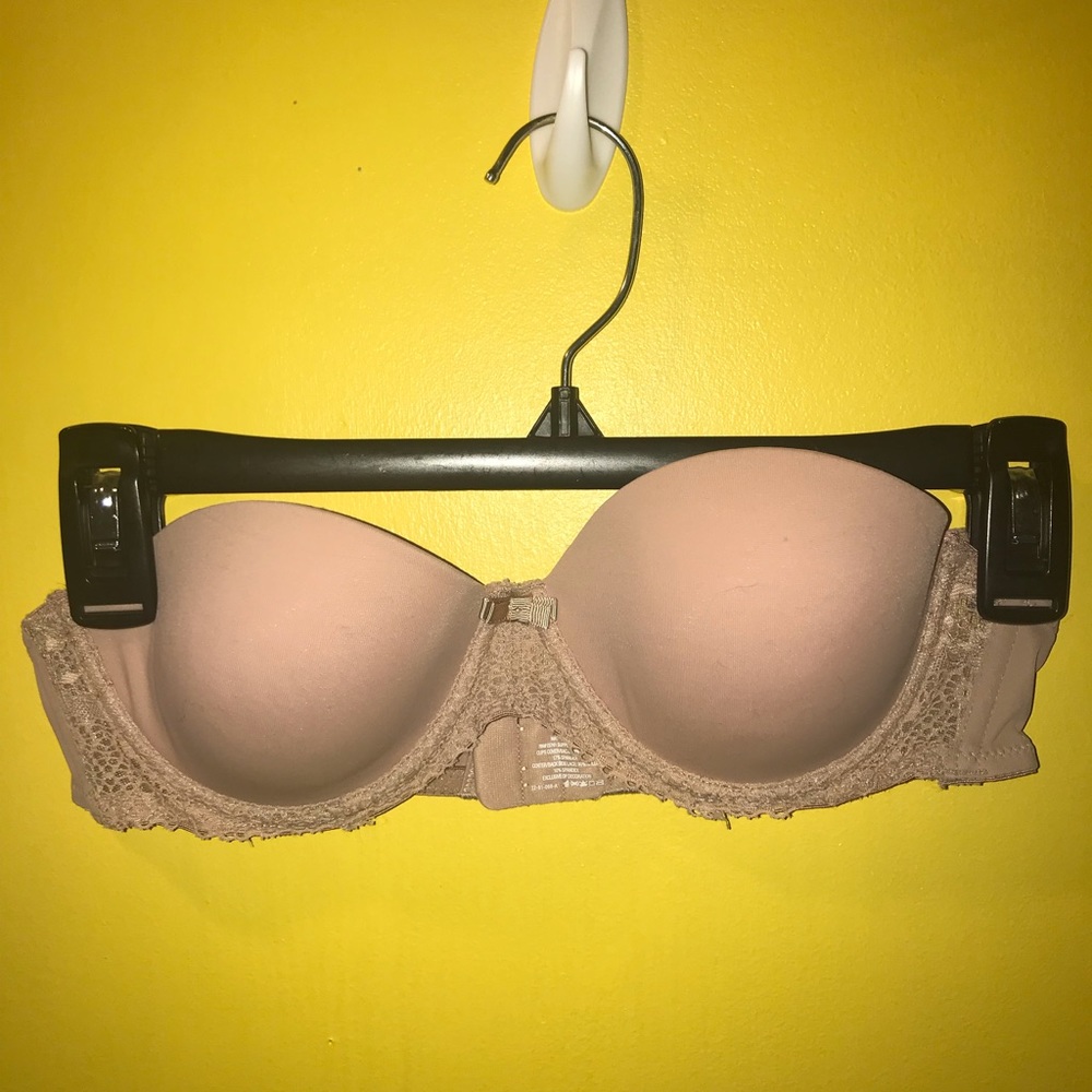 Nude Strapless Lace Pushup Bra